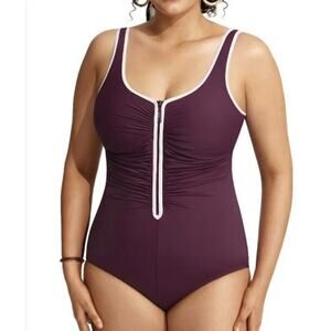 NWT DELIMIRA Swimsuit One Piece Plus Size 18W Plum Purple